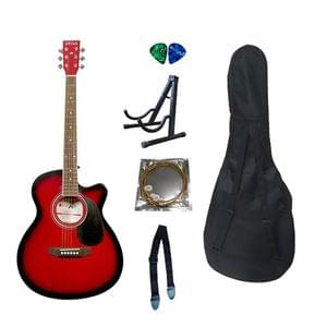 Belear Vega Series 40C Inch Wine Red Acoustic Guitar Combo Package with Bag, String, Stand, Pick, and Strap